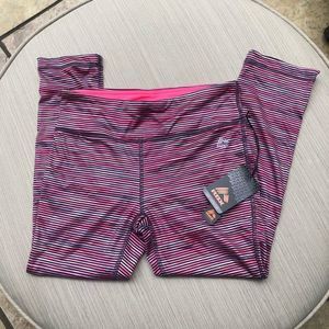 RBX NWT Athletic Crop Leggings Pink/Black/White Stripes Size S